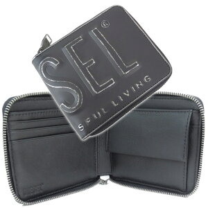 DIESEL ディーゼル メンズ二つ折り財布(小銭入れ付き) X10007 P8078 DSL 3D-BI FOLD COIN ブラック 2025秋冬新作