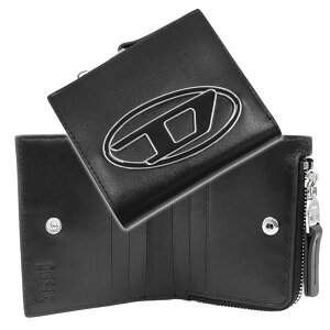 DIESEL ディーゼル レディース二つ折り財布(小銭入れ付き) X10387 PR818 / 1DR BI-FOLD ZIP L ブラック 2025秋冬新作