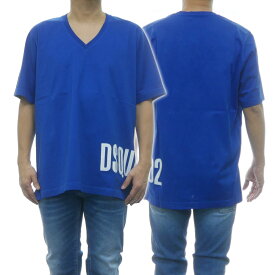 DSQUARED2 ディースクエアード メンズVネックTシャツ S74GD0694 S22427 ブルー