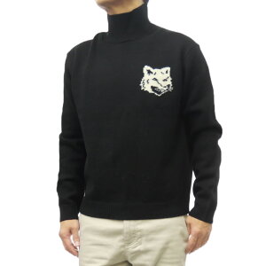 MAISON KITSUNE ]Lcl YnClbNZ[^[ jbg NM00807KM0329 / FOX HEAD INTARSIA COMFORT HIGH NECK JUMPER ubN