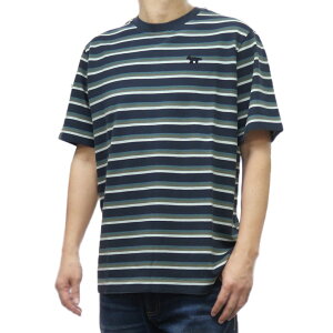 MAISON KITSUNE ]Lcl YN[lbNTVc OM00103 KJ7010 / PROFILE FOX PATCH STRIPED COMFORT TEE SHIRT lCr[n}`J[