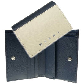 MARNI マルニ メンズ二つ折り財布（小銭入れ付き） PFMI0072U0 LV520 ベージュ×ネイビー /2024春夏新作