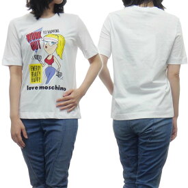 LOVE MOSCHINO ラブモスキーノ レディースクルーネックTシャツ W4F152M-M3876 ホワイト