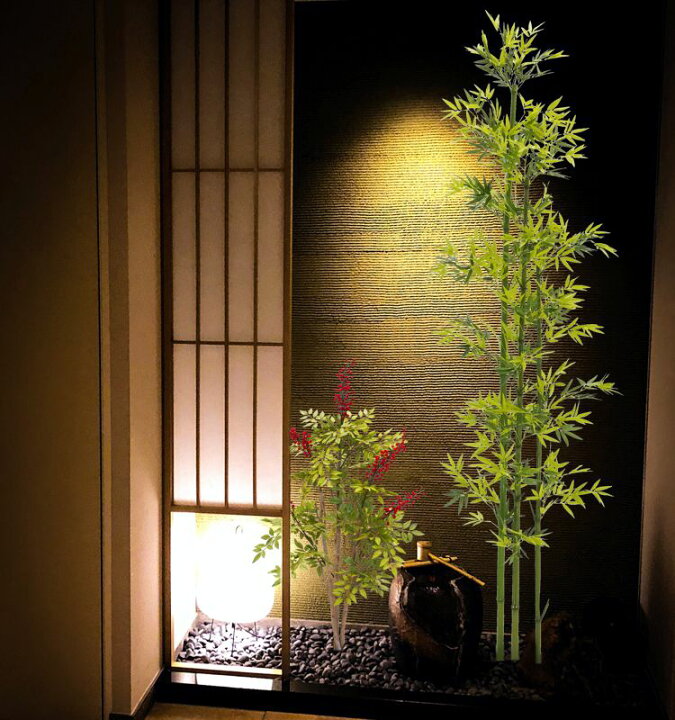 楽天市場】青竹 210cm 3本立て(タケ 造花 インテリア 人工竹 坪庭 庭園 