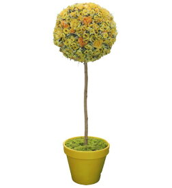 フラワー トピアリー 150cm イエロー (造花 人工 観葉植物 オブジェ インテリア 円形 おしゃれ 装飾 お花 置物 ディスプレイ シンボルツリー 自作 植栽 業者 メーカー ベストグリーン オリジナル 製造元)