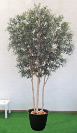 大型サイズ オリーブ 高さ300cm 3本株立 (フェイク グリーン 人工観葉植物 造花 インテリア おしゃれ 室内 シンボルツリー 鉢植え 実 オフィス シンボルツリー 自作 植栽 業者 メーカー ベストグリーン オリジナル 製造元)