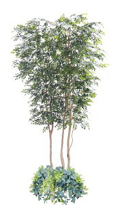 大型サイズ シマトネリコの木 高さ3m 植栽付き 幅広め(フェイク グリーン 特大 造作 人工観葉植物 造花 樹木 造木 インテリア 室内 装飾 300cm オフィス シンボルツリー 自作 植栽 業者 メーカ