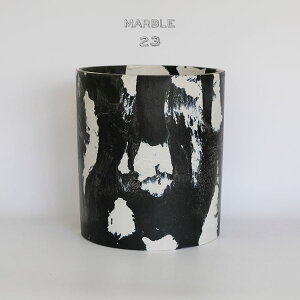 マーブルシリンダーポット23 黒白 サボテン 頑丈 おしゃれ 径23cm 高さ26cm 塊根植物 多肉 コーデックス プラスチック鉢 植木鉢 大型