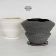 イオニアダブル21 受皿付 植木鉢 陶器 おしゃれ シンプル セラミック 陶器鉢 径21cm 高15cm 底穴あり 観…