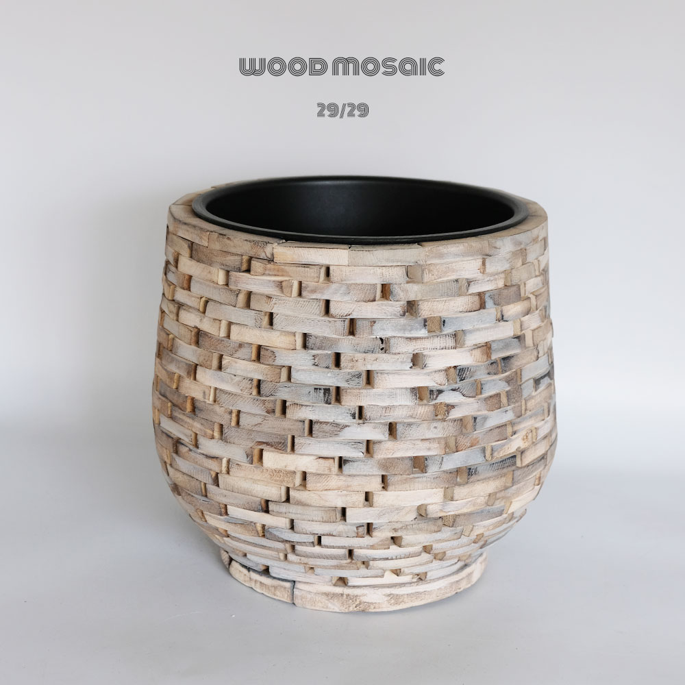 ウッド 木 木材 Wood 植木鉢 鉢 ポット 大型鉢カバー モザイクUポット-