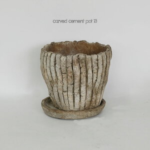 Aؔ AeB[N carved cement pot 13  ||bgp a13.5cm 10.5cm 4 Mt Zg
