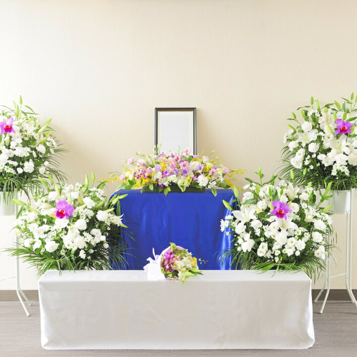 楽天市場 全国当日配送 供花 祭壇花 6点セット 配送 設置 回収つき お通 告別式 お葬式 葬儀 1日葬 家族葬 お別れ会 お供え花 お悔やみ花 フラワーギフト お花 供花 アレンジメントフラワー 花束 胡蝶蘭 送料無料 メッセージカード無料 楽ギフ あす楽 Sp Gift S