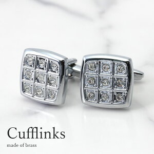 カフス カフスボタン カフリンクス スクエア シルバー ガラス キラキラ ビジネス フォーマル メンズ 紳士用 アクセサリー おしゃれ スーツ ワイシャツ 結婚式 プレゼント ギフト 父の日 誕生