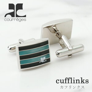 カフスボタン アンドレ クレージュ Andre Courreges ブランド カフリンクス ステンレス シルバー ブルー 青 ボーダー メンズ 紳士用 アクセサリー ビジネス フォーマル ワイシャツ スーツ [ ボッ