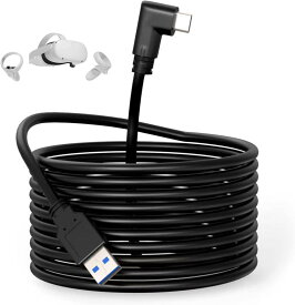 【5メートル】USB Type C ケーブル USB-C &amp; USB-Aタイプc 充電 ケーブル【5m】 Oculus Link 対応用 ケーブル 5メートル クエスト2 リンクケーブル USB 3.2 Type-c L字 90度オキュラス クエストPC接続用 5Gbps