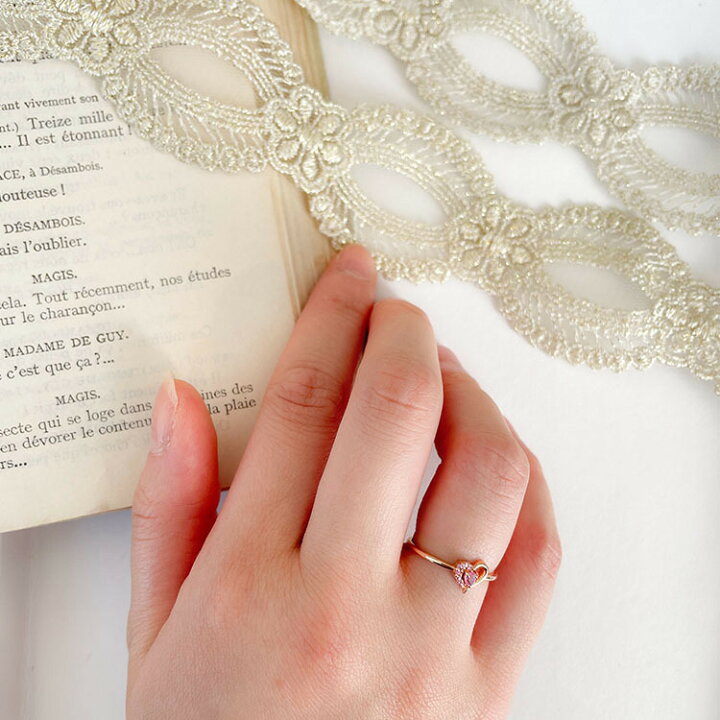 楽天市場】k10 ハートリング ピンクゴールド ピンクサファイヤ 10金  