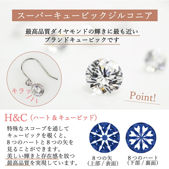 楽天市場】k14 フック ピアス シンプル キュービック 14k ホワイト  