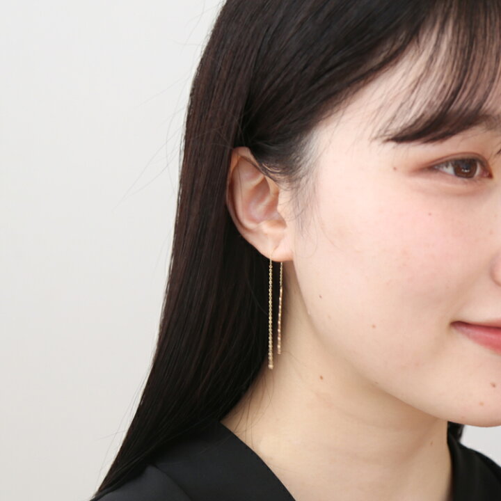 楽天市場】ピアス ピンクゴールド チェーン アメリカンピアス k10 