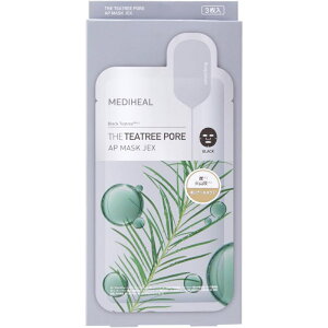 MEDIHEAL メディヒール ザ・ティーツリーポアアンプルマスクJEX 3枚 備長炭ブラックシート フェイスマスク ティーツリー 毛穴ケア 皮脂吸着 保湿 肌荒れ対策 スキンケア ニキビケア 美容成分