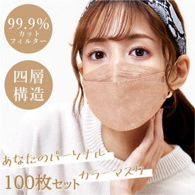 CICIBELLA 3Dマスク MASK 100枚 20枚入×5 カラーマスク 大人用 不織布 使い捨て 小顔 おしゃれ 立体 チークマスク 血色マスク 4層構造 くちばしマスク3次元 耳が痛くならない 快適 三次元