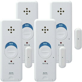 エルパ ELPA 窓ピタッアラーム 開放検知式 4P ASA-M12-N4P(W) 開放W検知 防犯グッズ 防犯対策 窓ガラス アラーム ホワイト 4個セット すべり 窓 ストッパー 一軒家 防犯