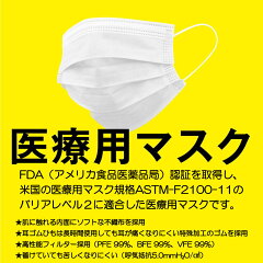 3層構造メディカルフェイスマスクMEDICALFACEMASKBFE細菌ろ過率PFE微粒子ろ過率VFEウイルス濾過率99%