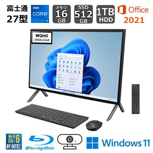 �y�V�i�z �x�m�� FUJITSU 27�^�f�X�N�g�b�vPC FMV ESPRIMO FH90/H2 (�e���r�@�\) 27�^/ intel Core i7/ ������ 16GB/ HDD 1TB+ SSD 512GB/ Blu-ray�h���C�u/ Win 11/ Web�J����/ Office�t��/ �u���b�N