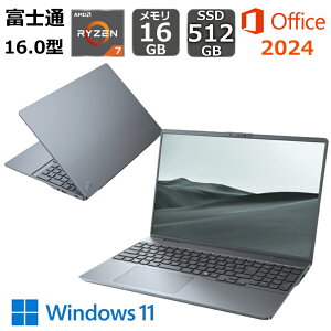�y�V�i�z �x�m�� FUJITSU �m�[�g�p�\�R�� FMV NOTE P P75-L1 16.0�^���C�h/ Ryzen 7 250/ ������ 16GB/ SSD 512GB/ Windows 11 / Office�t��/ �X�g�[���O���[