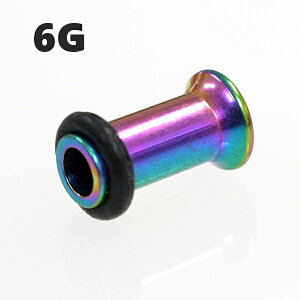 ボディピアス 6G 4mm シングルフレアアイレット レインボー サージカルステンレス ボディーピアス