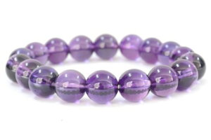 【オーダーメイドなのでサイズが選べます】アメジスト ラウンドビーズ ブレスレット 【10mm】(パワーストーン/紫水晶)【恋愛運 癒し お守り/2月の誕生石】