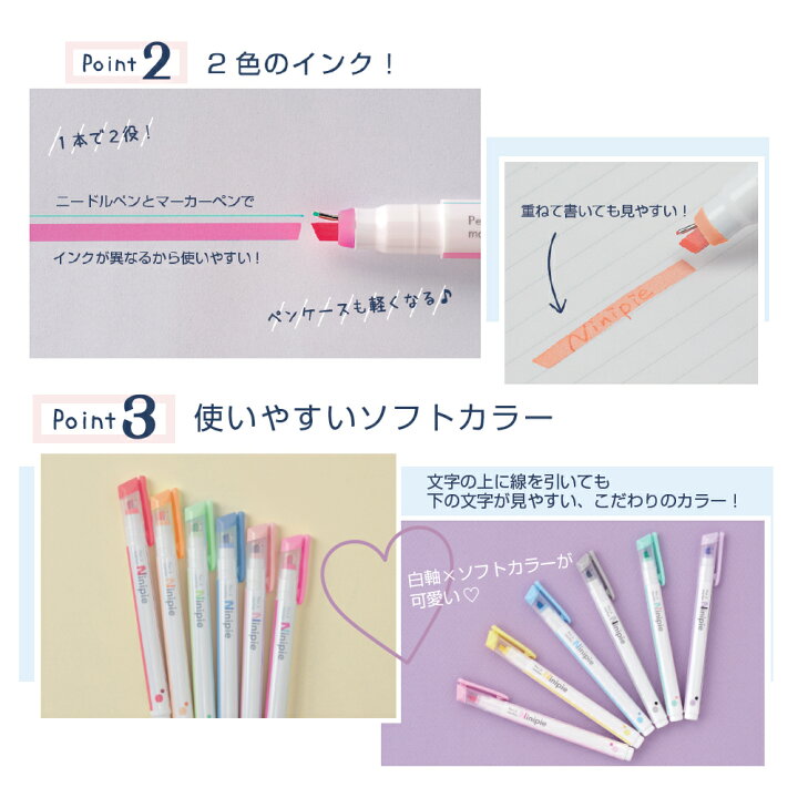 楽天市場 送料無料 ペン マーカー ニニピー 6本セット ペン マーカー 蛍光ペン 文具 文房具 オシャレ かわいい デザイン デザイン文具 ユニーク サンスター文具 Ninipie メール便 Stp ナース通販 ブランアンジェ