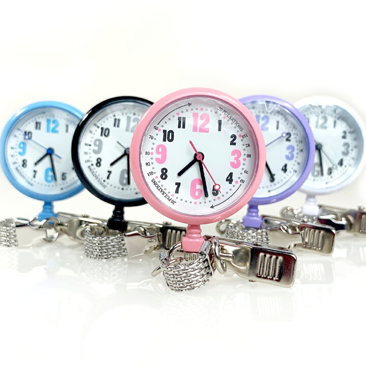 数量限定 懐中時計 電池交換可能 ナースウォッチ クリップ時計 リール式 時計
