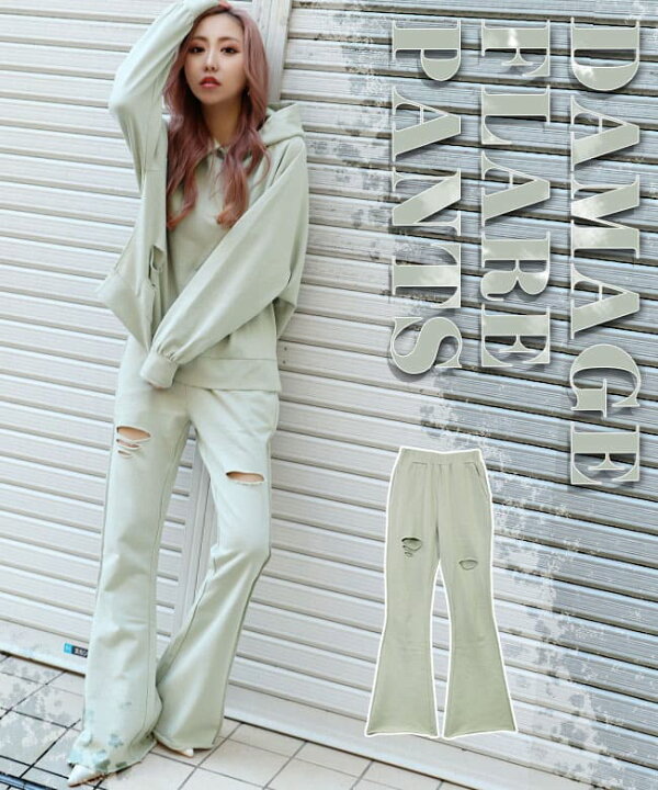 楽天市場】ギャル服 ギャル ファッション ワイドパンツ ダメージ 