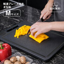 解凍まな板 まな板 ブラック Mサイズ 解凍プレート おろし機能付き キッチンツール 調理器具 下ごしらえ 時短 料理 一人暮らし 新生活 黒 シンプル モダン スタイリッシュ 高見え キッチン雑貨
