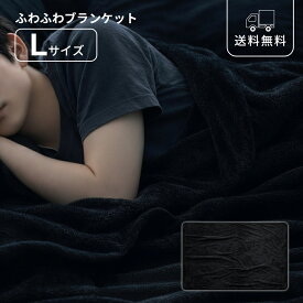 ブランケット 大判 Lサイズ 200×120cm ブラック フランネル素材 毛布 ひざ掛け メンズ ソファ ベッド オフィス 車内 あったか なめらか 上質 モダン シンプル 高級感 黒 インテリア