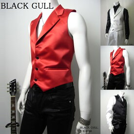 【BLACK GULL】メンズ ステージ衣装 コスチュームロック バンド衣装 ホスト 男性 モード系【品番/デザイン】B-4600/B-4700サテン衿付ベスト【送料無料】