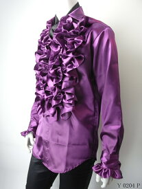 【BLACK GULL】メンズ ステージ衣装 コスチュームヴィジュアル系 ロック バンド ゴシック 衣装 男性 モード系 ハロウィン コスプレ【品番/デザイン】Y-0204サテン フリルシャツ【送料無料】