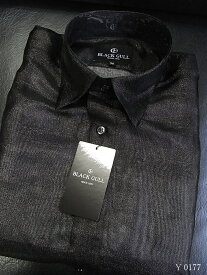 【BLACK GULL】メンズ ステージ衣装 透け感 涼しげ シアーシャツロック バンド衣装 男性 モード系 ヴィジュアル系【品番/デザイン】Y-0177ブラックラメ オーガンジーシャツ夏用シアーシャツ【送料無料】