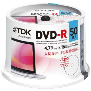 TDK f[^pDVD-R 4.7GB 1-16{Ή zCgChv^u 50Xsh DR47PWC50PUE