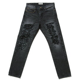 ポイント10倍 送料無料 NINE RULAZ LINE ナインルーラーズ Crushed Denim クラッシュ デニムパンツ NRAW17-032 ブラック