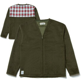 送料無料 NINE RULAZ LINE ナインルーラーズ Fleece Melton Cardigan カーディガン メンズ メルトンフリース NRAW17-035 オリーブ