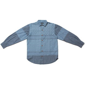 ポイント最大8倍 送料無料 NINE RULAZ LINE ナインルーラーズ Afghan Pattern Denim Shirt デニムシャツ NRAW17-023 インディゴ