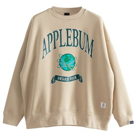 ポイント5倍 正規取扱店 アップルバム 送料無料 APPLEBUM College Logo Big Crew Sweat クルーネック スウェット トレーナー ルーズなシルエット メンズ レディース 全3色 M-XL EA2320401