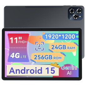 ★Android15★【2,000円クーポンOFF】11インチ タブレット Android 15 SIMフリー 格安タブレット 端末 RAM24GB ROM256GB アンドロイド 15 本体 通話 タブレットpc Wi-Fiモデル 大画面 子供用 安い おすすめ 高性能 2025新発売 グレー TABWEE W90