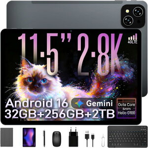 �y1,000�~�N�[�|��OFF�zAndroid 16 �^�u���b�g G100 2.8K 11.5�C���` SIM�t���[ 4G LTE�Ή� �w�K�E����E�d���Ή� 32GB RAM+256GB ROM+2TB�g�� 8000mAh �����ԃo�b�e���[ Widevine L1�Ή� GPS ��F�� ���C�����X���e IPS