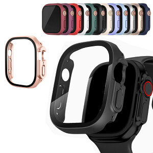 Apple Watch Series 9/8/7/Ultra 2/1 �P�[�X �J�o�[ �����K���X�i�K���X�t�B�����j�t�� �S�ʕی� �t���ی�P�[�X �A�b�v���E�H�b�` �V���[�Y9/8/7/�E���g��2/1 41mm/45mm/49mm �P�F/�N���A �t�B������� �n�[