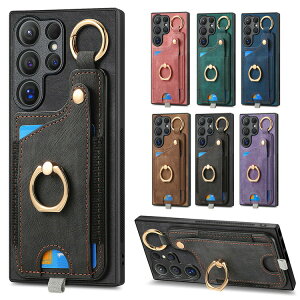 Galaxy S24 �P�[�X S24+/S24 Ultra �J�o�[ PU���U�[ �w�ʃ��U�[�P�[�X ��̌^�����O�t�� �J���r�i�����O�t�� �J�[�h���[ �X�^���h�@�\ �X�g���b�v�z�[���t�� �V���v�� �P�[�X �A���h���C�h �P�[�X Sa