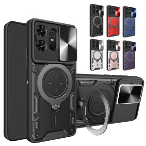 Motorola Edge 50 Pro / 50S Pro �P�[�X �ϏՌ� �J�o�[ �}�O�l�b�g���ԍڃz���_�Ή� �X���C�h���J���������Y�J�o�[�t�� �����Y�ی� �X�^���h�@�\ �����O�t�� 2�d�\�� ���g���[�� �G�b�W 50 �v�� �A��