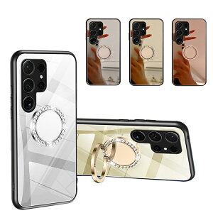 Galaxy S25 �P�[�X �N���A S25+/S25 Ultra �J�o�[�w�ʃ~���[ ���� �P�[�X/�J�o�[ �X�g���b�v�� �X�^���h�@�\ ��t�� �����O�t�� ���킢�� ���C���X�g�[�� �L���L�� ���� ������ Samsung �T���X�� �M