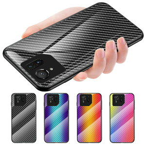 ROG Phone 9 ケース ROG Phone 9 Pro カバー TPU カーボン調 背面強化ガラス グラデーション 可愛い お洒落 キラキラ おしゃれ かわいい レディース 背面ケース ASUS エイスース ROG フォン9/9 プロ アン